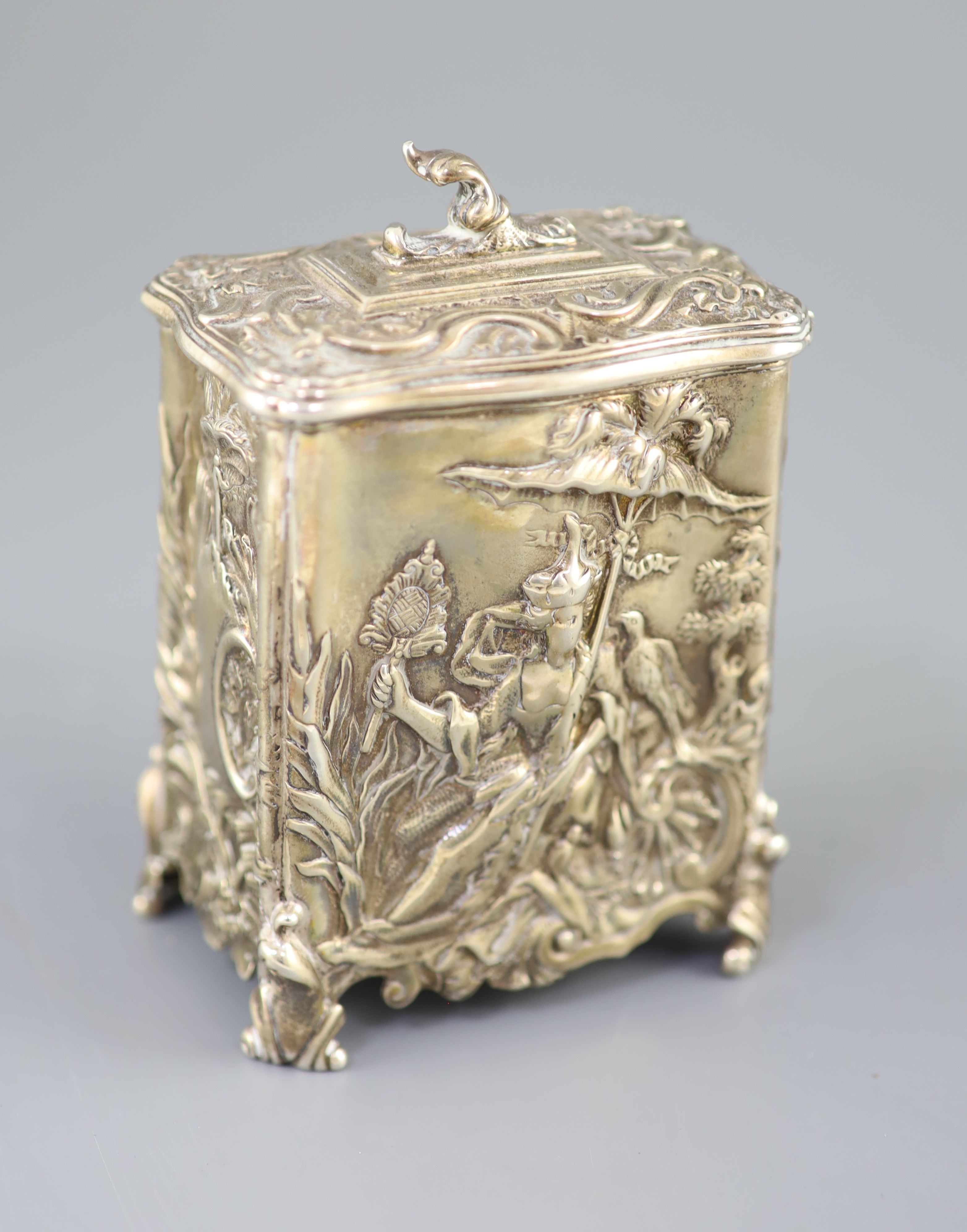 A late Victorian silver rococco style tea caddy by George Fox,
